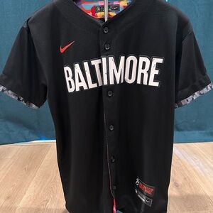 Baltimore MLB Mullins NIKE Black Baseball Jersey Youth Large Perfect Condition